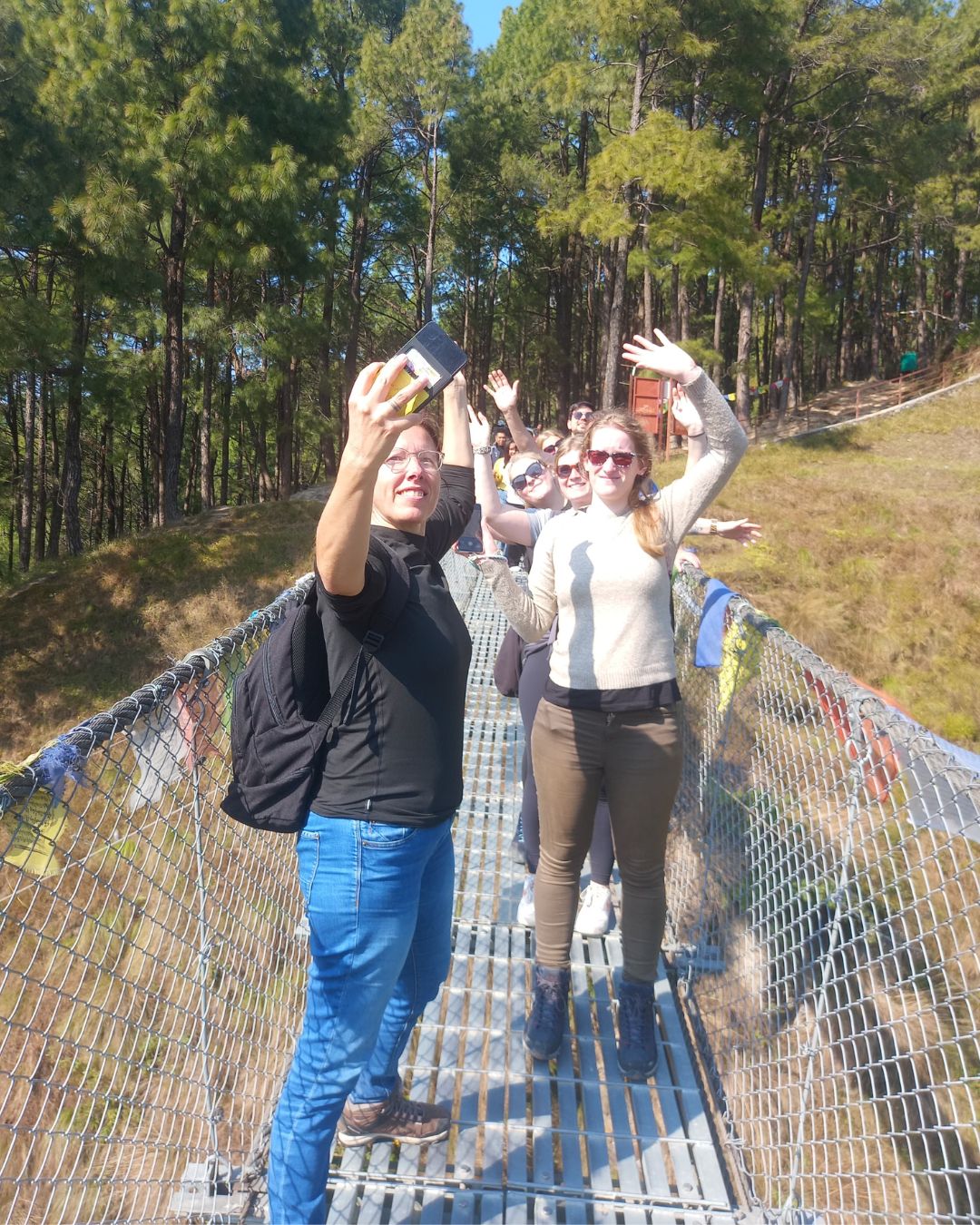 Suspension Bridge at the trail of Nagarkot to Changu Hike