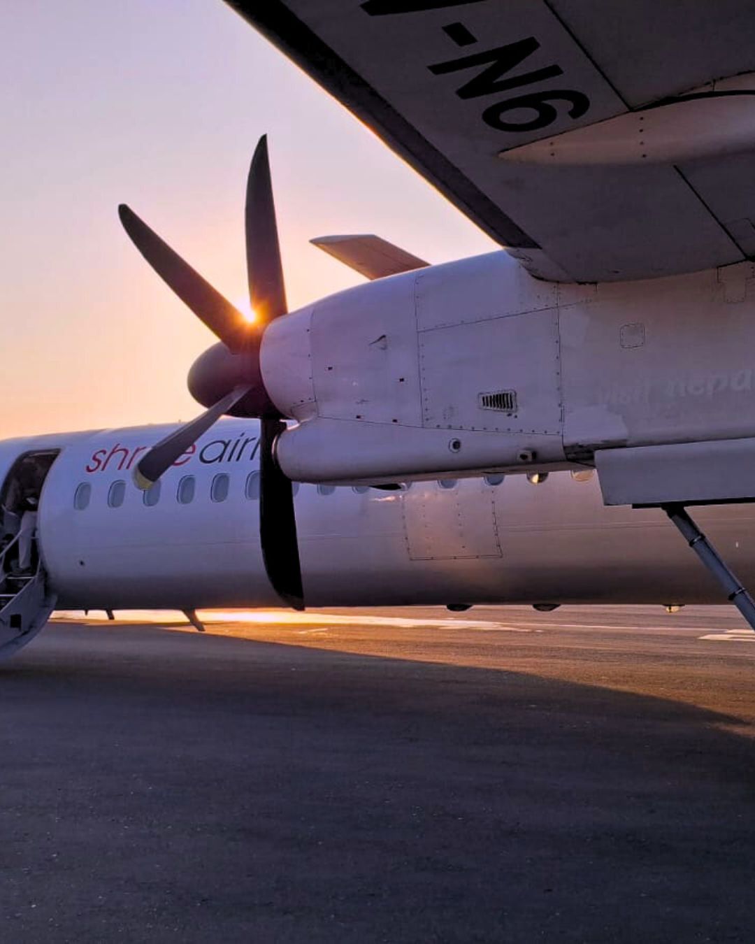 Everest mountain flight aircraft at Kathmandu airport
