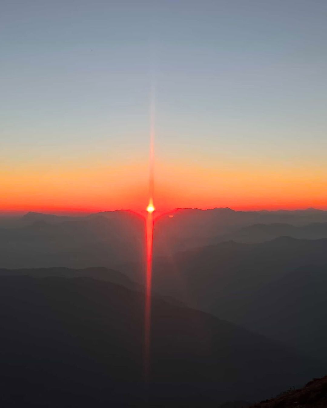 Sunrise over Himalayan ridges, Khopra Ridge Trek