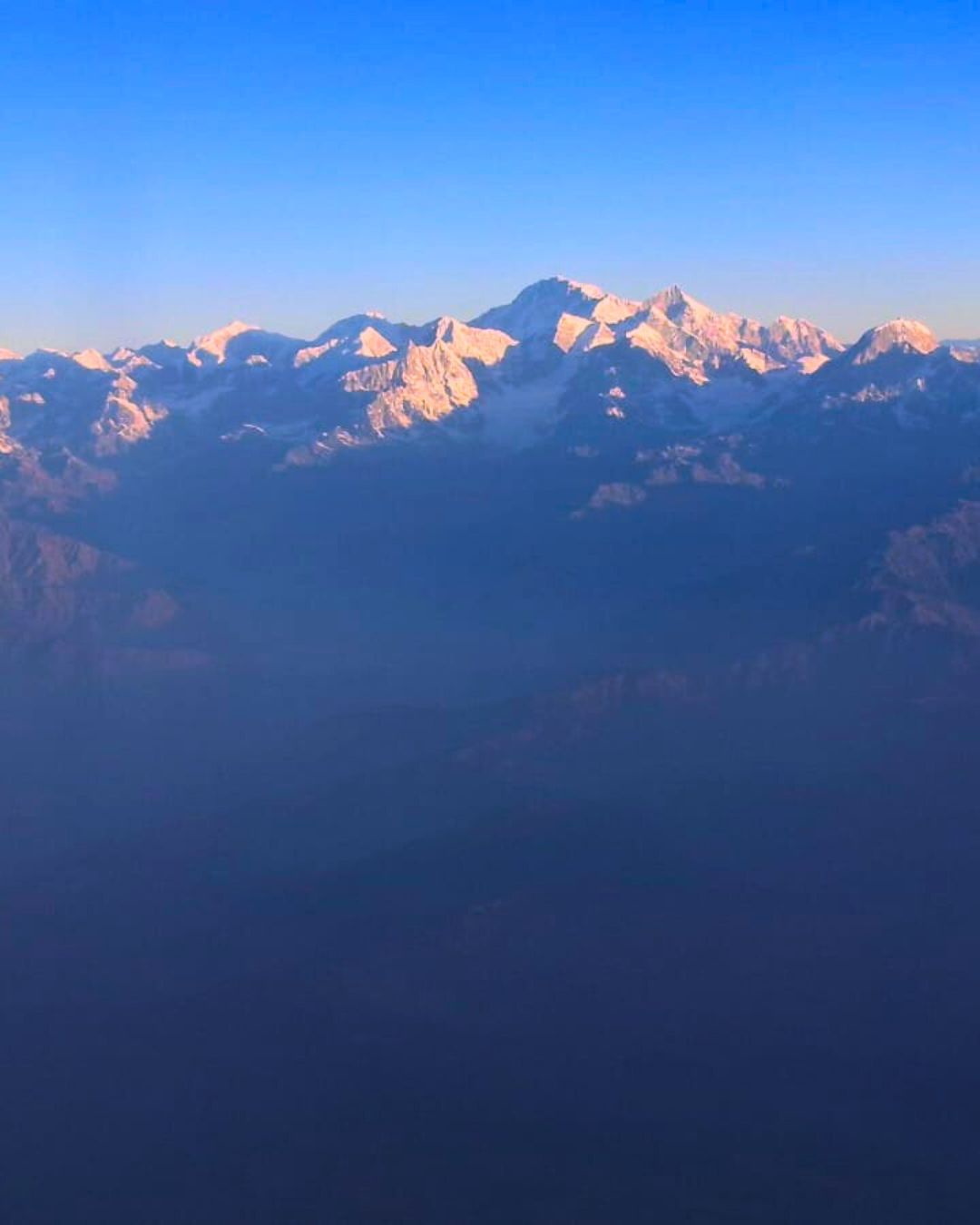 Himalayan mountain range seen from Everest mountain flight