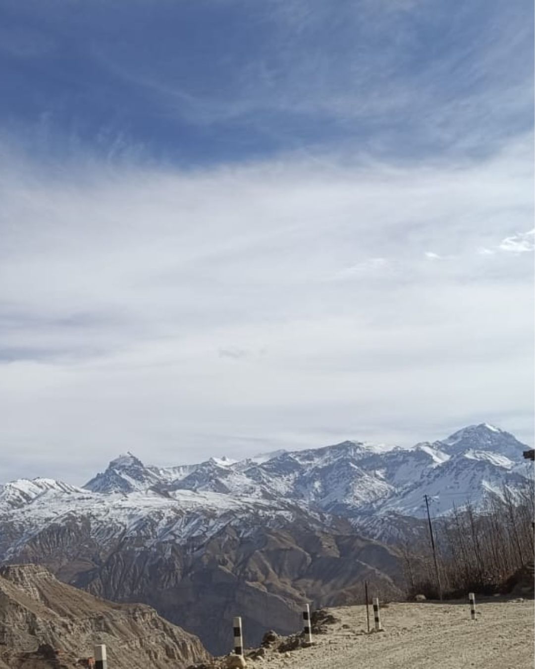 Dramatic cloudy skies over Himalayan valley in Lower Mustang trek Nepal