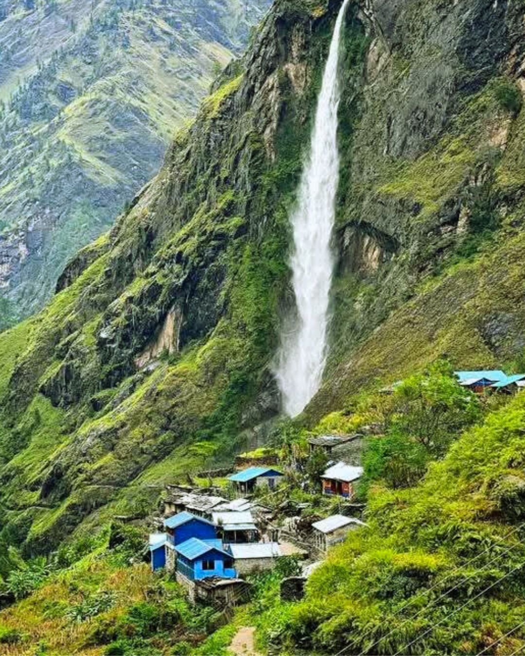 Local life and stone houses in Tsum Valley village