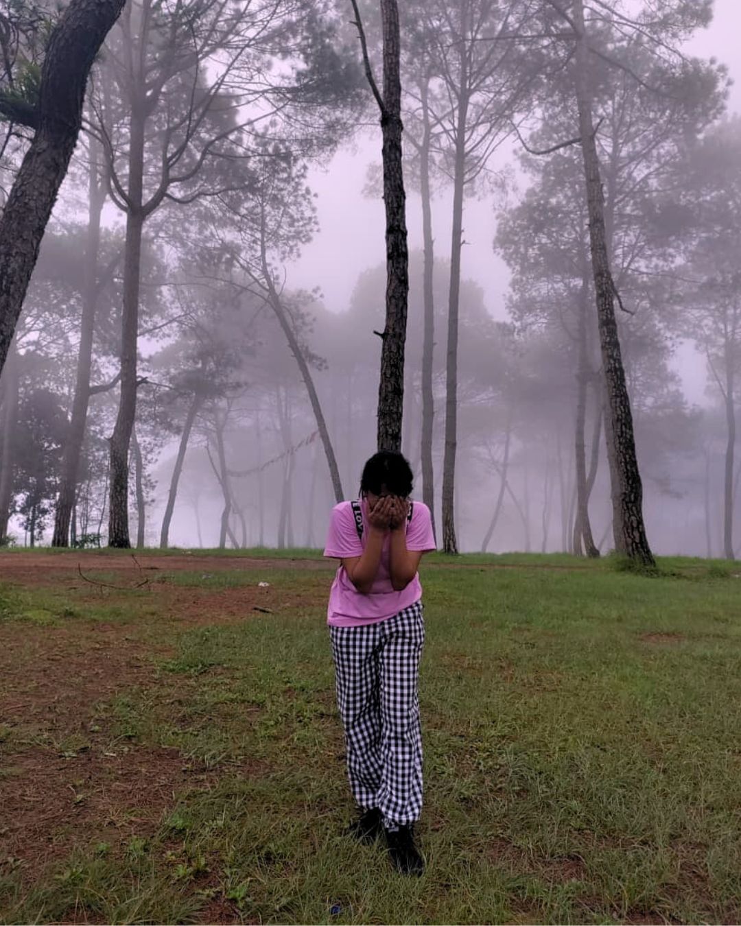 Hikers walking on Champadevi hiking route from Hattiban
