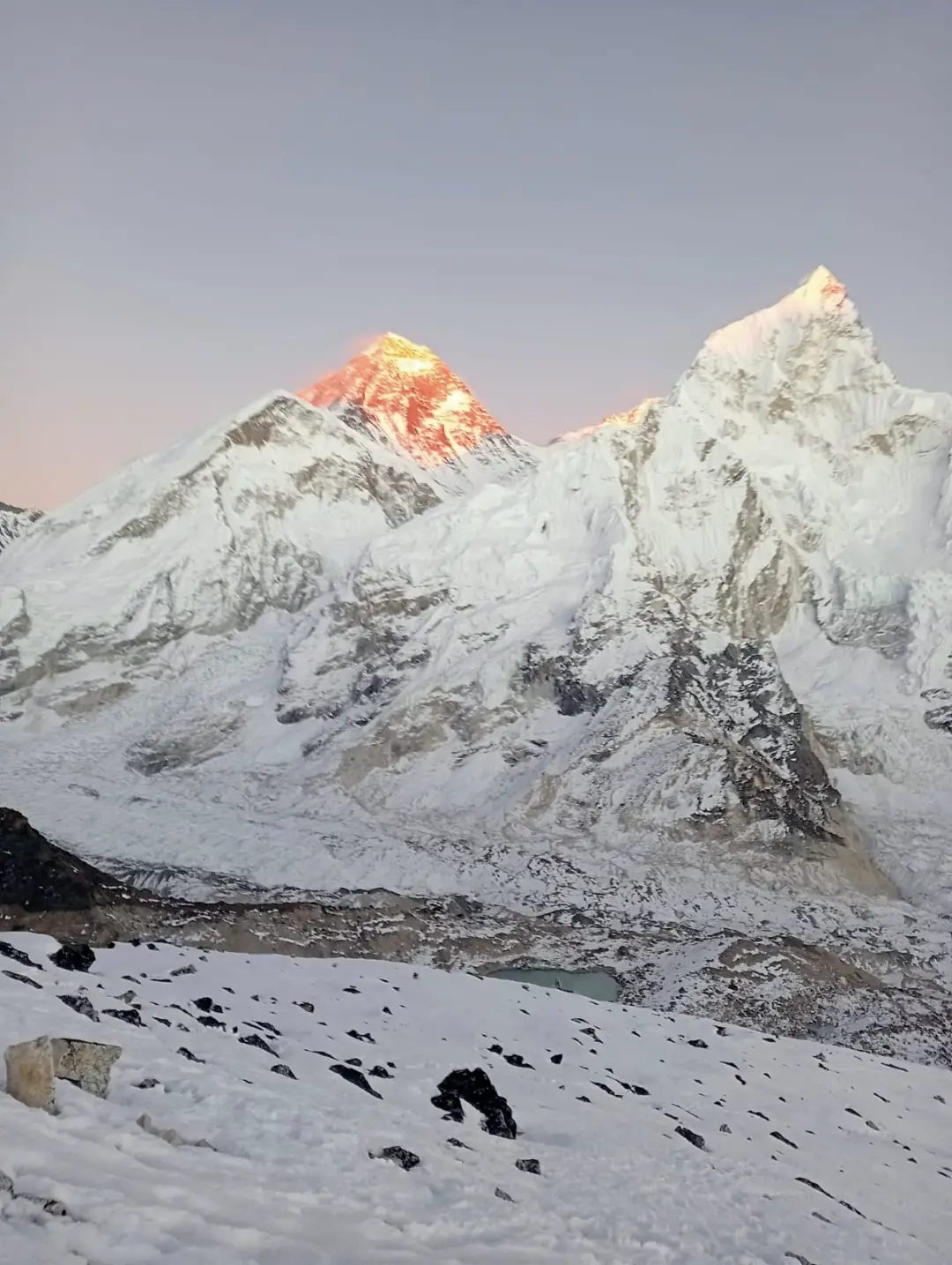 Sunrise over snow-covered Himalayan peaks during Everest Three Passes Trek
